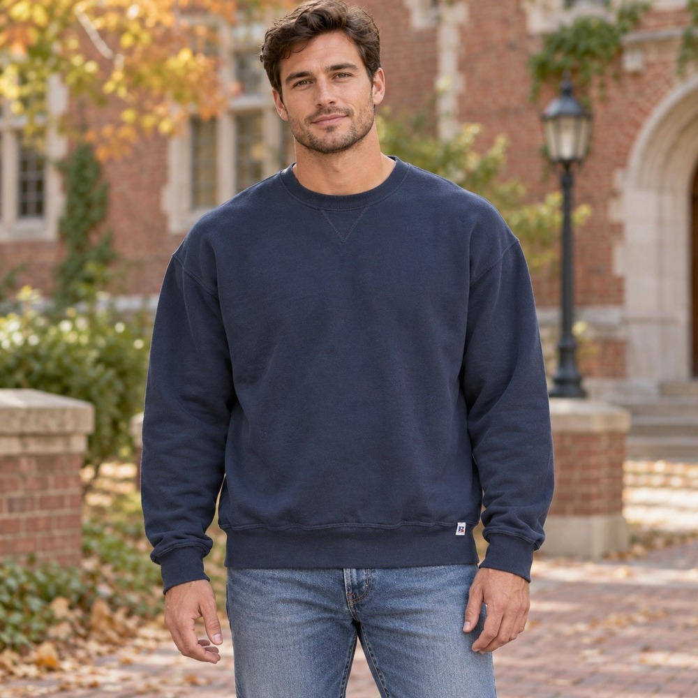 Vintage Russell Athletic Navy Blue Crewneck Sweatshirt Made in USA XLT